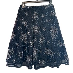 Y2K Era Joe Benbasset Black and White Floral A-Line Skirt Size Small